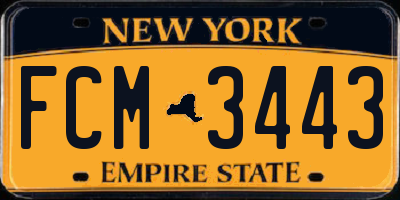 NY license plate FCM3443