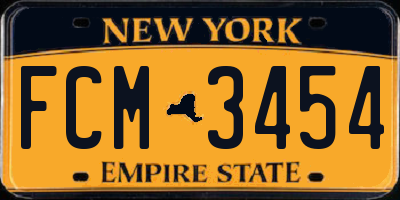 NY license plate FCM3454