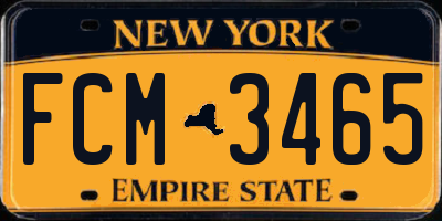 NY license plate FCM3465