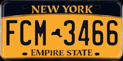 NY license plate FCM3466