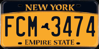 NY license plate FCM3474