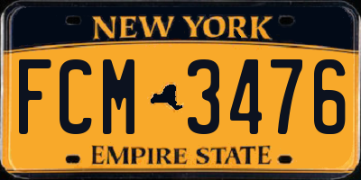 NY license plate FCM3476