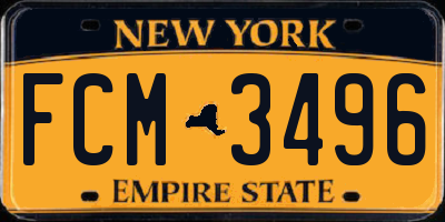 NY license plate FCM3496
