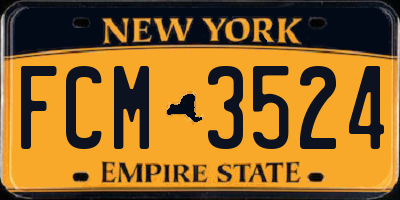 NY license plate FCM3524