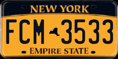 NY license plate FCM3533