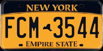 NY license plate FCM3544