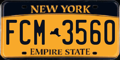 NY license plate FCM3560