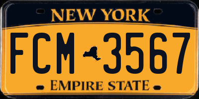 NY license plate FCM3567