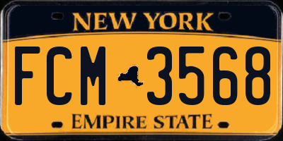 NY license plate FCM3568