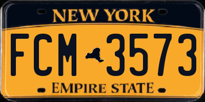NY license plate FCM3573