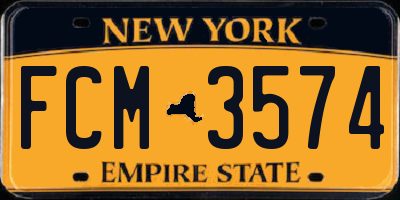NY license plate FCM3574