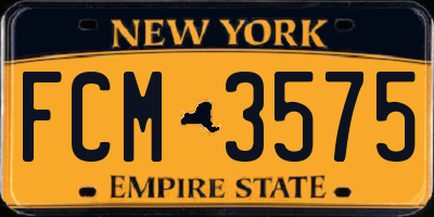 NY license plate FCM3575
