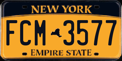 NY license plate FCM3577