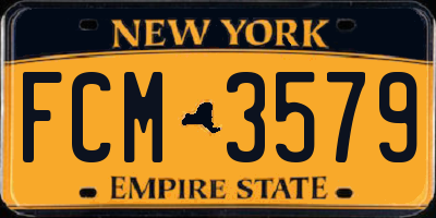 NY license plate FCM3579