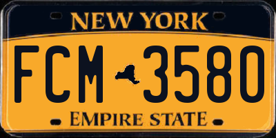 NY license plate FCM3580