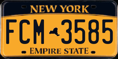 NY license plate FCM3585