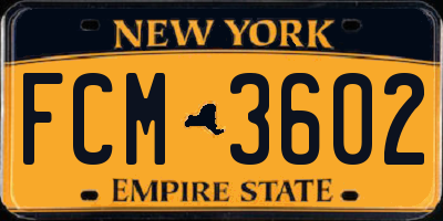 NY license plate FCM3602