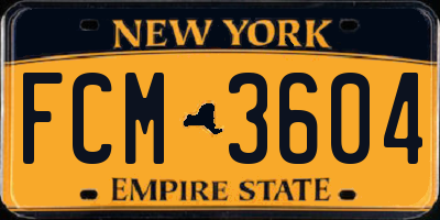 NY license plate FCM3604