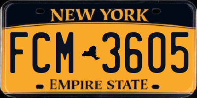 NY license plate FCM3605