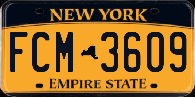 NY license plate FCM3609