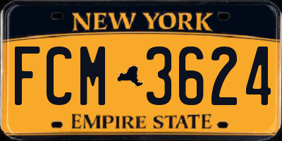 NY license plate FCM3624
