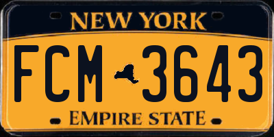 NY license plate FCM3643