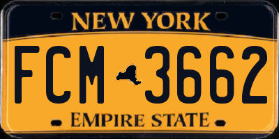 NY license plate FCM3662