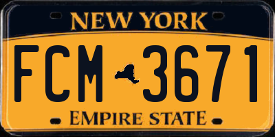 NY license plate FCM3671