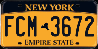 NY license plate FCM3672