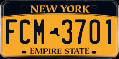 NY license plate FCM3701