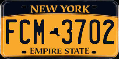 NY license plate FCM3702