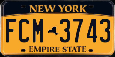 NY license plate FCM3743