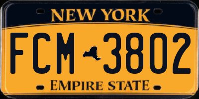 NY license plate FCM3802