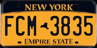 NY license plate FCM3835