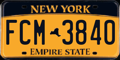NY license plate FCM3840