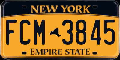 NY license plate FCM3845
