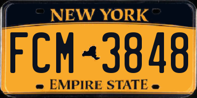 NY license plate FCM3848