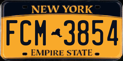NY license plate FCM3854
