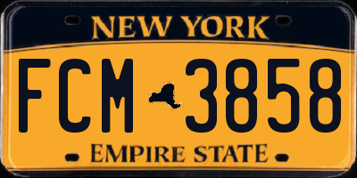 NY license plate FCM3858