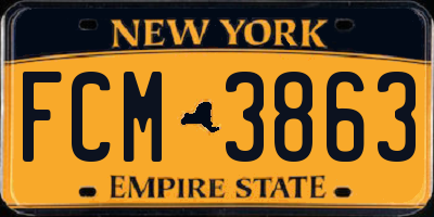 NY license plate FCM3863