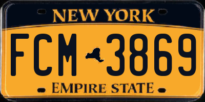NY license plate FCM3869
