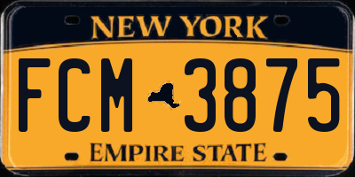 NY license plate FCM3875