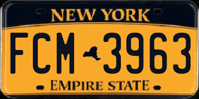 NY license plate FCM3963
