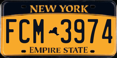 NY license plate FCM3974