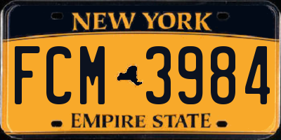 NY license plate FCM3984