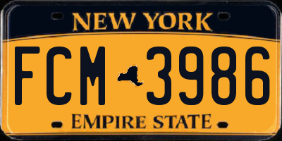 NY license plate FCM3986