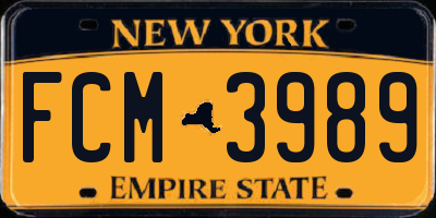 NY license plate FCM3989