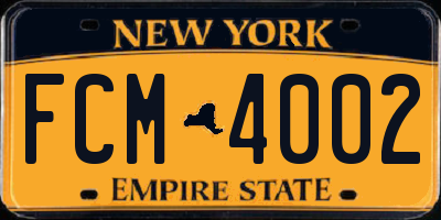 NY license plate FCM4002