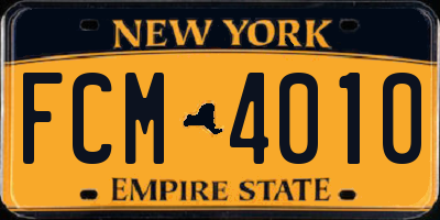 NY license plate FCM4010