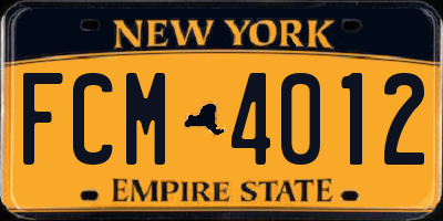 NY license plate FCM4012